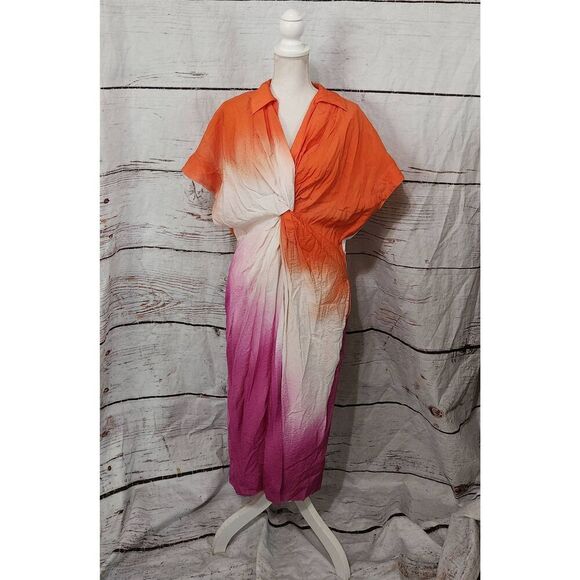 Anthropologie Short Sleeve Twist Front Midi Dress Size Small Petite NWT - Picture 3 of 8